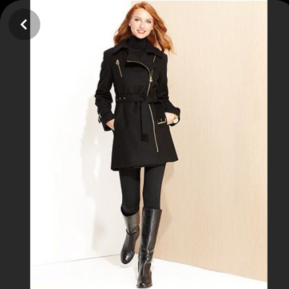 Michael Kors Wool Blend Belted Coat in Camel Color